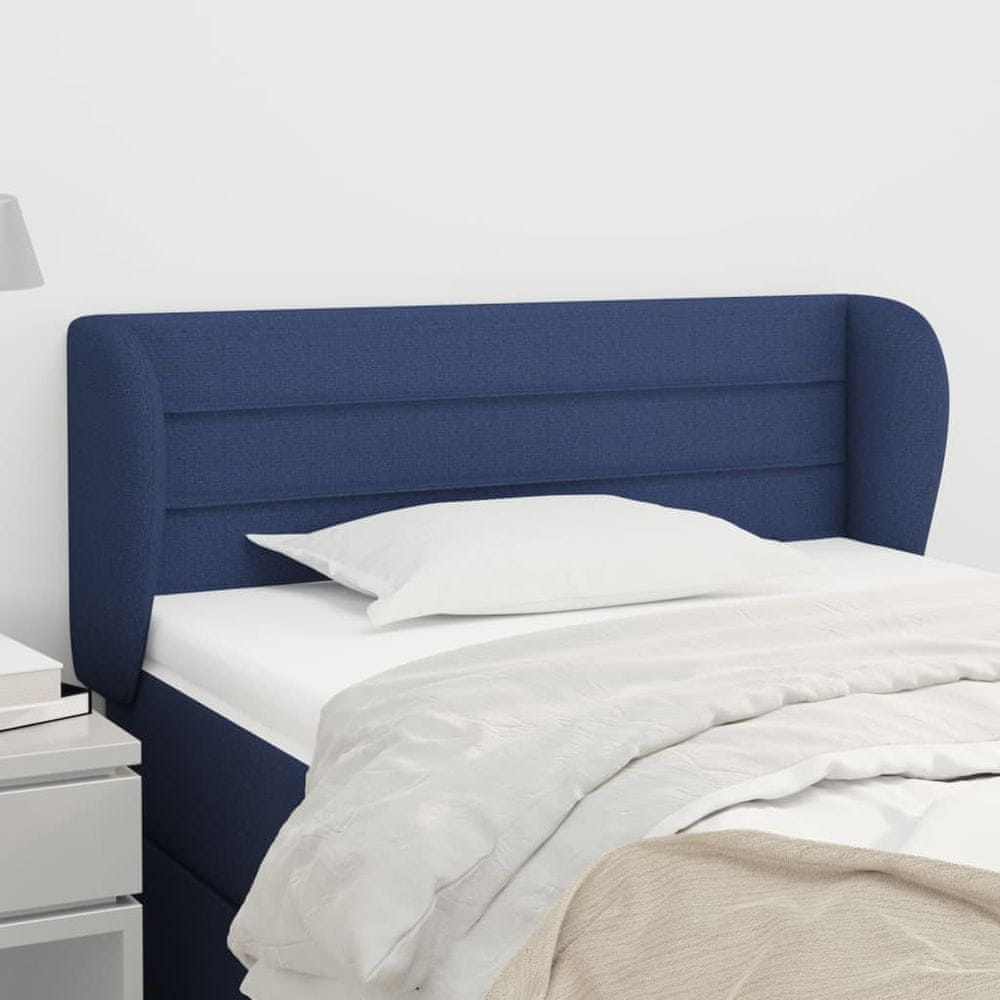 Vidaxl Čelo postele so záhybmi modrý 83x23x78/88 cm látka